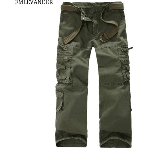 Men Combat SWAT Army Military Pants Cotton Many Pockets Stretch Flexible Man Cargo Pants