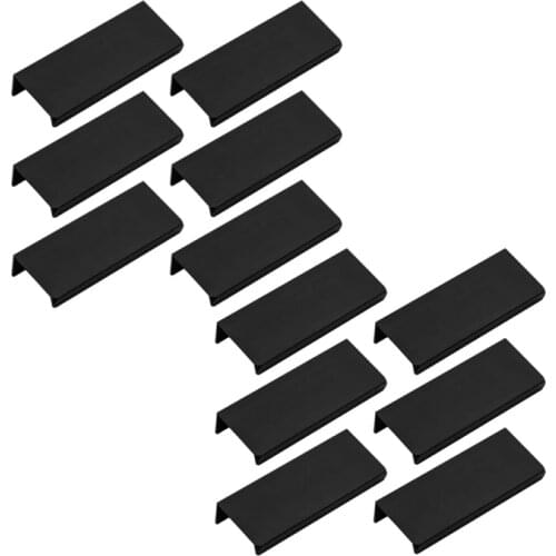 New 80mm/3.15 inch Black Mount Finger Edge Pull Concealed Handle for Home Kitchen Door Drawer Cabinet(12Pcs)