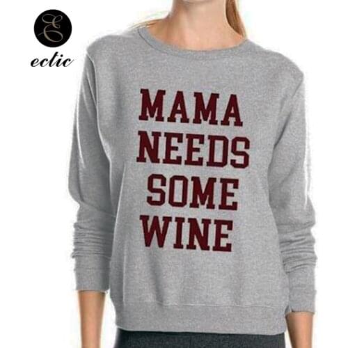 Oversize Hoodies Sweatshirts Women Pullover Hoodie Poleron Mujer 2021 Korean Streetwear Grey Hoodie Text Mama Needs Some Wine
