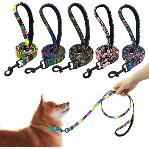 5 Colors Pet Dog Leash Lead Puppy Dog Walking Running Training Rope Leashes Rainbow Leads For Small Medium Large Dogs Strap Belt