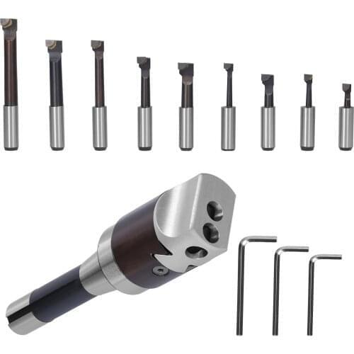 R8-F1 Boring Bar Kit Boring Heads R8 Shank Holder Set with 1/2inch Carbide Boring Bar for Manufacturing and Milling Workpiece