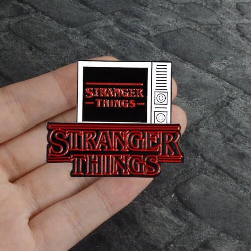 Retro 90s Fashionable Funny Vintage black and white TV Television Enamel Brooches Pins