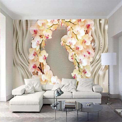 Custom 3d luxury wallpaper Silk orchid flower TV background 3d wallpaper living room decor background horse wallpaper murals