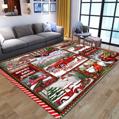 Merry Christmas Carpets Living Room Large Non-Slip Play Area Rugs Soft Flannel Bedroom Rug for New Year Home Decoration Door mat