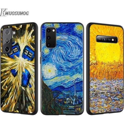 Silicone Cover Van Gogh Tardis For Samsung Galaxy S21 S20 FE Ultra S10 S10E Lite S9 S8 S7 Edge Plus Phone Case
