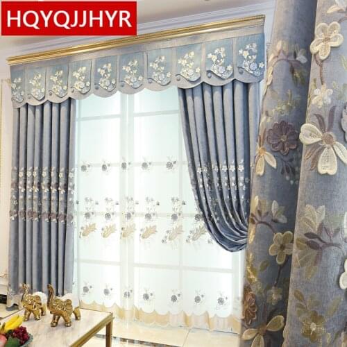 Modern luxury embossed embroidered garden window curtains for living room elegant classic decorative curtains for bedroom hotel