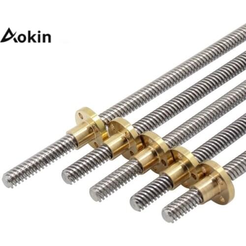 T8 Lead Screw 100mm 150mm 250mm 300mm 350mm 400mm 500mm 3D Printers Parts 8mm Trapezoidal Screws Copper Nuts Lead screw Part