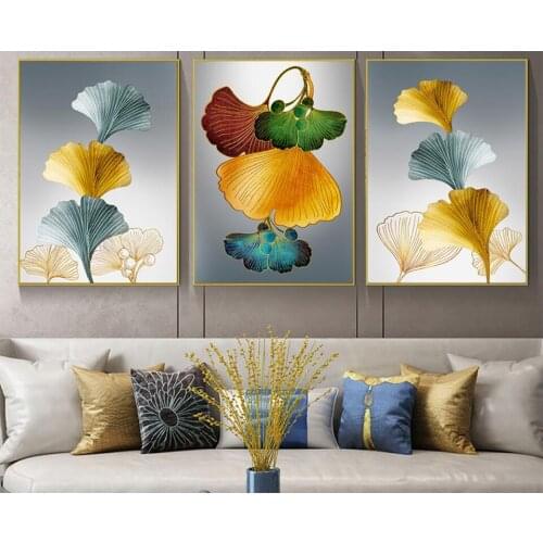 Triptych Fantasy 3 piece Leaves DIY diamond embroidery Plant Diamond painting full square round drill,home decor gift EE2047