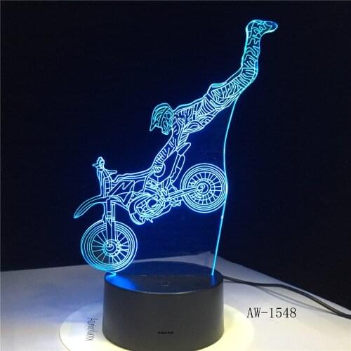 Dirt Bike Shape LED Night Light Motocross Motorcycle 3D Acrylic LED Table Lamp 7 Color Night Light Touchs RC Lamp AW-1548