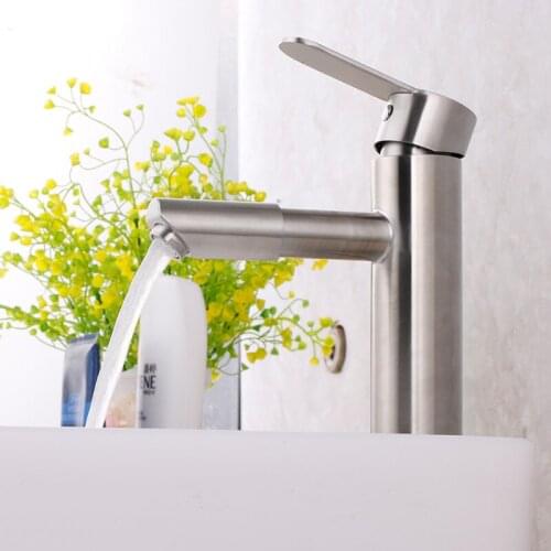 Rotate spray water mouth bathroom basin faucet hot and cold mixer 304 stainless steel material lead free