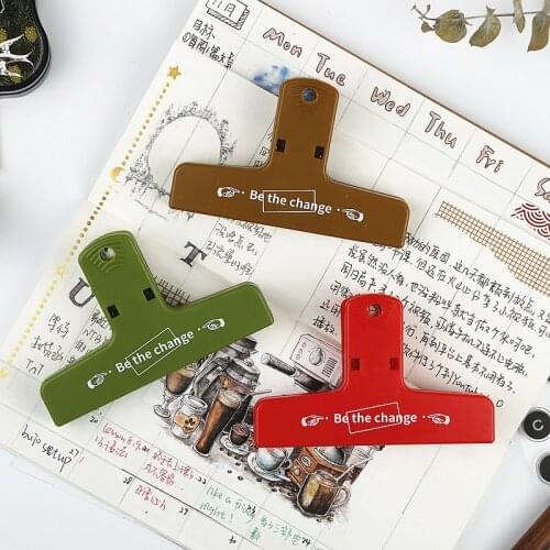Yisuremia New Arrival Vintage Kawaii Plastic Binder Paper Clip For Scrapbook Photo Card Memo File Clamp School Office Stationery