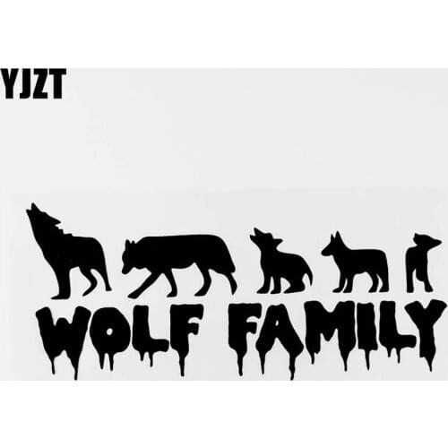 YJZT 18CM×7.7CM Fashion Wolf Family Pattern Vinyl Car Window Sticker Decal Black/Silver 8C-0348