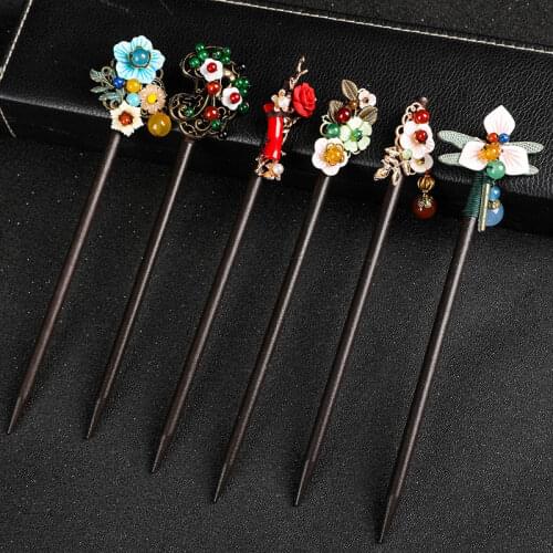 1Pc Wooden Hair Clip Retro Style Tassel Hairpin Girls Hair Sticks Party Headdress Chinese Wedding Bride Hair Styling Accessories