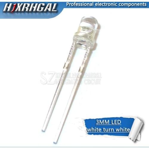 100pcs White light-emitting diodes White turn White 3mm led new and original hjxrhgal