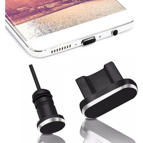 2PCS Metal Charging Port +3.5mm Earphone Port Dust Plug Replacement for Android for iPhone for Type-C Mobile Phone