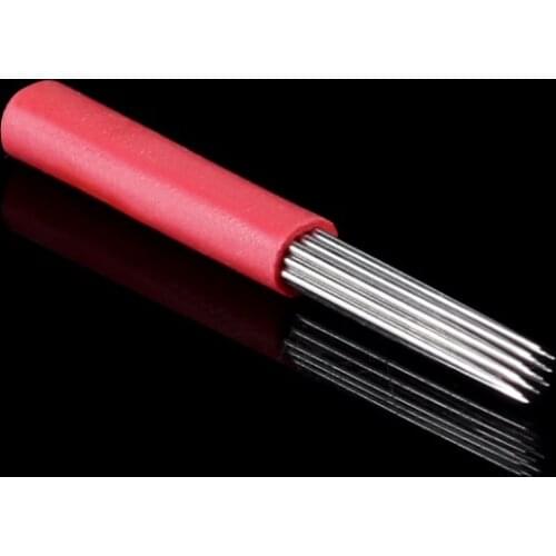 50pcs 19 Round Needles For Manual Pen Semi Permanent Makeup Manual Fog Pen Needle R19 Microblading Fog Eyebrow Tattoo Pen Blades