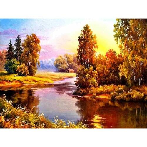 5D Diamond Painting Autumn Tree Full Drill Round Mosaic Diamond Embroidery Landscape Cross Stitch DIY Rhinestones Handmade Gift