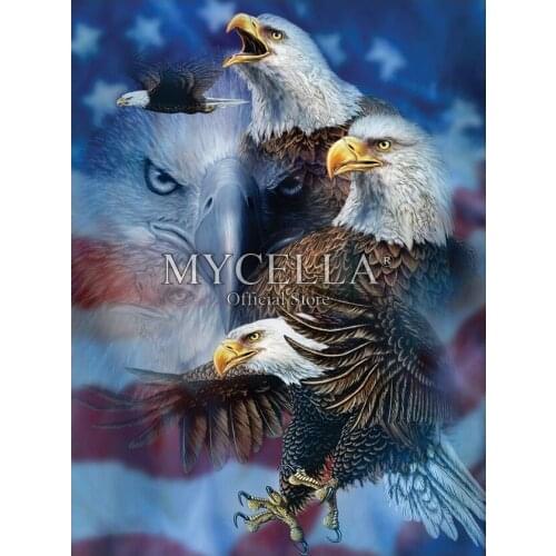 Diamond Mosaic Full Patriotic Eagles Diamond Embroidery 5D DIY Diamond Painting Cross Stitch American flag Home Decor Needlework