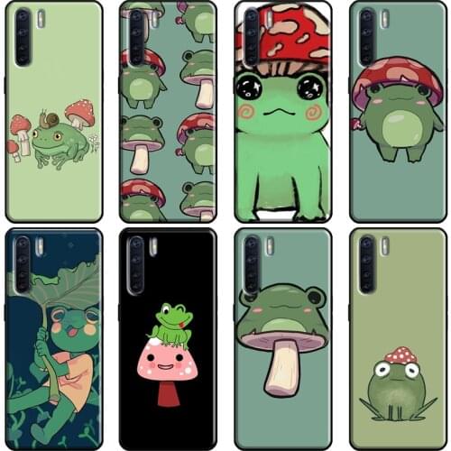 Mushroom frog Cartoon Cover For OPPO A5 A9 A31 A53 2020 A1K A5S A15 A52 A72 A83 A91 F5 F7 Reno 2 Z 4 Pro Case