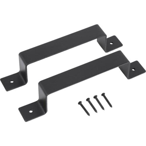 2 Pcs Black Sliding Barn Door Handle Pull Set for Gate Kitchen Furniture Cabinet Closet Drawer Screws Included