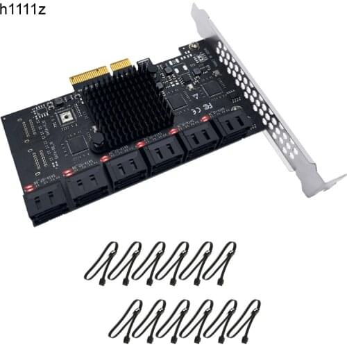 Chia Mining Riser 12 Ports SATA PCIE 4X Adapter PCI Express X4 to SATA 3.0 6Gb Controller Expansion Card for Desktop PC Computer