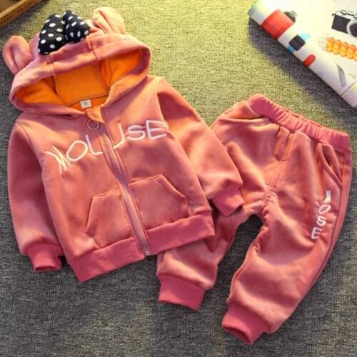 Girls' Winter Baby Sweater Set 2021 New Velvet Baby Hooded Zipper Shirt Toddler Girl Fall Clothes Halloween Clothes