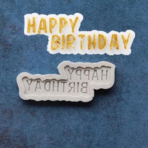 DIY Baking Cup Cake Turn Sugar Silicone Cookie Chocolate Mold Happy Birthday A489