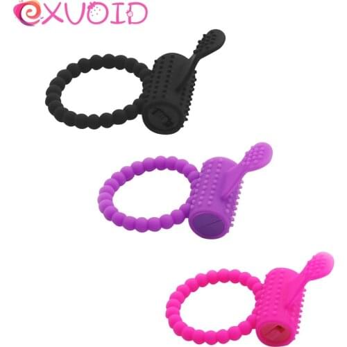 EXVOID Penis Vibrating Ring Delay Ejaculation Adults Products Tongue Vibrator Cock Silicone Rings Sex Toys for Men Male
