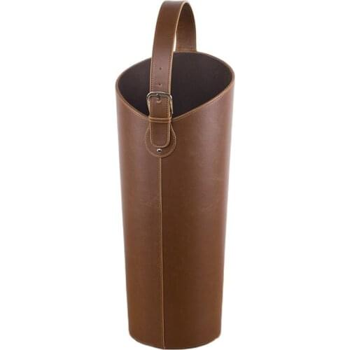 Brown PU leather paintings/golf club/umbrella storage bucket handmade round hallway organizer