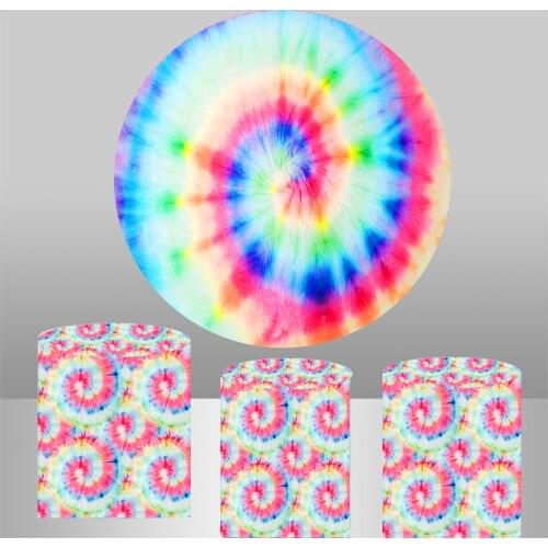 Round circle background Colorful tie dye Backdrop baby shower kids birthday Party table/column/cylinder Covers YY-514