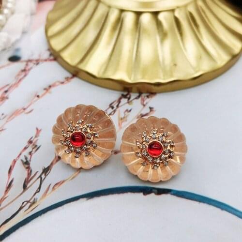 Round Party Ear Jewelry Pink Resin Red French Vintage Earrings Modern Office Wedding Femme