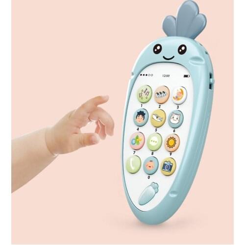 Cute Mobile Phone Kid Simulation Carrot Shape Electronic Teether Phone Simulation Music Phone Baby Early Education Learning Toys