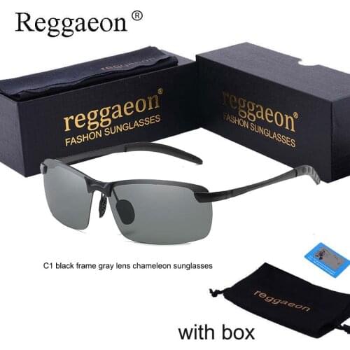 Reggaeon Polarized Chameleon Sunglasses Men women Classic 3043 Semi-Rimless Anti Glare Driving Square Photochromic sun Glasses