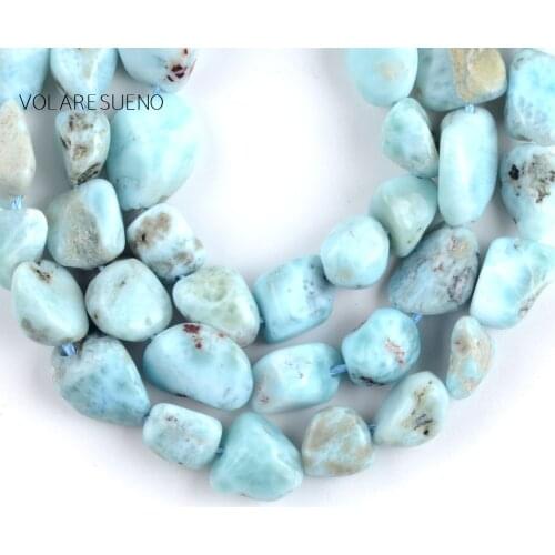Irregular Larimar Stone Natural Round Loose Beads 15” Strand 8-10mm Spacer Beads For Charm Necklace Accessory Jewelry Making