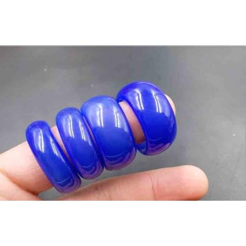 New boutique high-grade ice blue agate Ring blue chalcedony Agate Ring