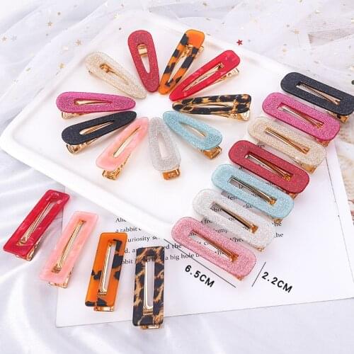 New Design Dot Plaid Acetate Geometric Hair Clips Colorful Waterdrop Shape Hairpins Barrettes For Women Girls Hair Accessories