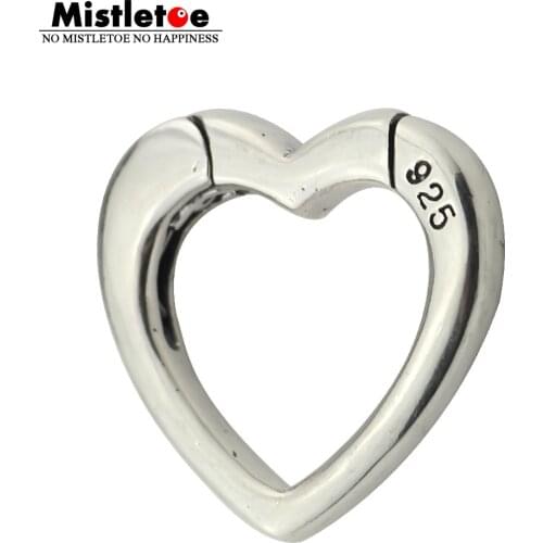 Mistletoe Genuine 925 Sterling Silver Heart Lock Lobster Clasp Fit European Troll Bracelet Jewelry