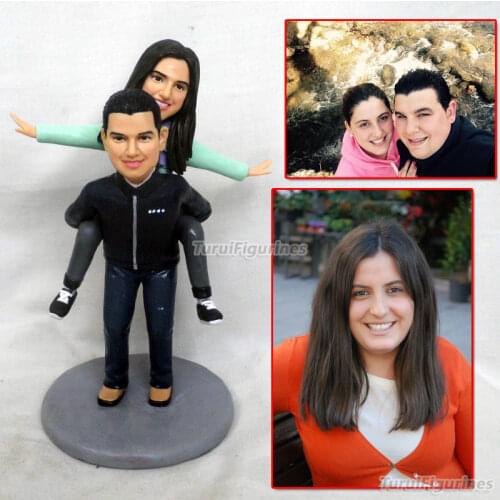 Custom ooak polymer clay doll wedding anniversary cake topper gift for parents couple present Custom animal human man portrait