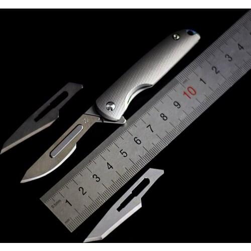 Outdoor Paper Knife Surgical Blade Cutting Box Open Express Knife EDC Titanium Alloy Back Clip Titanium Alloy Handle