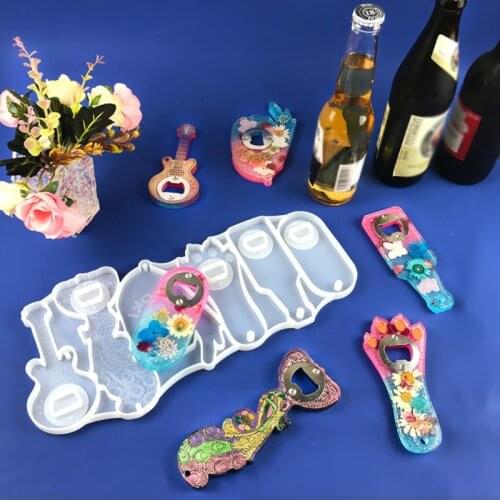 Bottle Opener Epoxy Resin Mold Beer Opener Corkscrew Silicone Mould Crafts Jewelry Keychain Making Tools