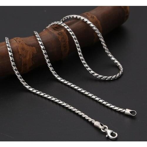 100% Pure 925 Sterling Silver Snake Bone Necklace 45-75cm Thickness 2.5mm For Women Men Retro Hip Hop Birthday Jewelry Gifts