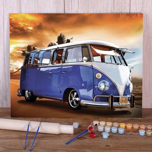 Landscape Car DIY Paint By Numbers Set Oil Paints 50*70 Oil Painting Decorative Paintings Crafts For Adults Handicraft Art