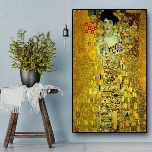 Gustav Klimt Portrait Of Adele Bloch Cuadros Oil Painting on Canvas Print Poster Modern Art Wall Pictures For Living Room