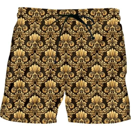Mens Royal Golden Pattern Shorts 3D Print Summer Short Pants Homme Luxury Baroque Sports Casual Plus Size Clothing Dropshipping