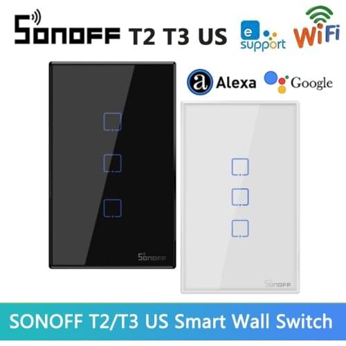 SONOFF T2/T3 US Smart Light Switch 1/2/3 Gang, RF WiFi Remote, App Control, Timer Schedule, Voice Control with Google Home Alexa