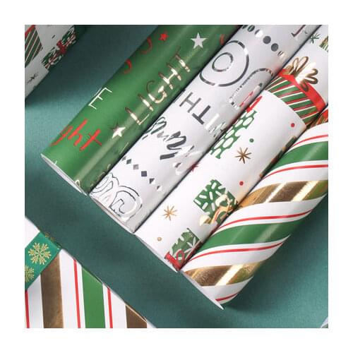 New 6pcs 50x76cm Christmas Gift Wrapping Paper Roll for New Year Christmas Gift Wrap Craft Paper Gift Ribbon Decor