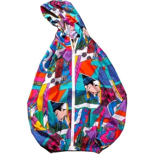Printed Outer UV Protection Windbreaker Printed Outerwear Streetwear Hip Hop Streetwear Japanese Outerwear Clothing