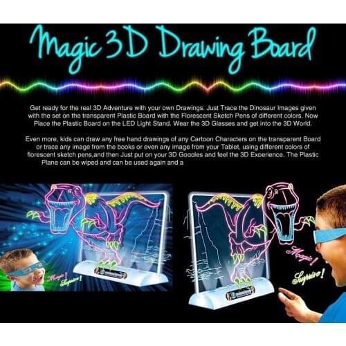 Puzzle Magic 3D Drawing Board Toy Colorful Pen Painting Tablet Fancy Three-dimensional Kids Portable Sketchpad Drawing Board