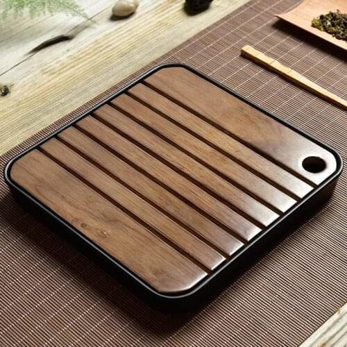 21* 21*2.5cm High-grade imitation ceramics Wooden Tea tray Drainage Water storage KungFu Tea set Board table