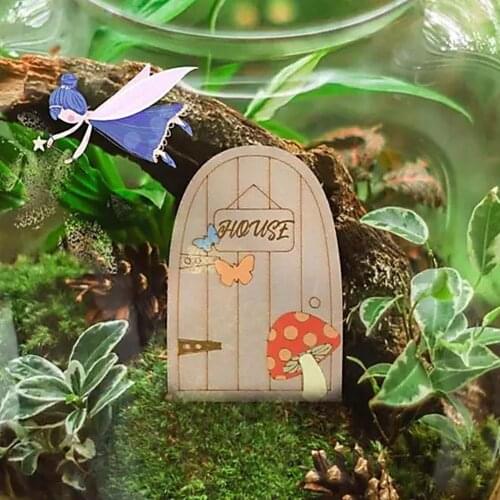 1 Set Miniature Decor Excellent Workmanship Multi-use Wood Eye-catching Door Shape Miniature Display for DIY